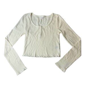 Colsie Long Sleeve Crop Top – Beige | Size S